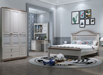 Bedroom youth children's room set modern wardrobe bedside table table new 5-piece set.